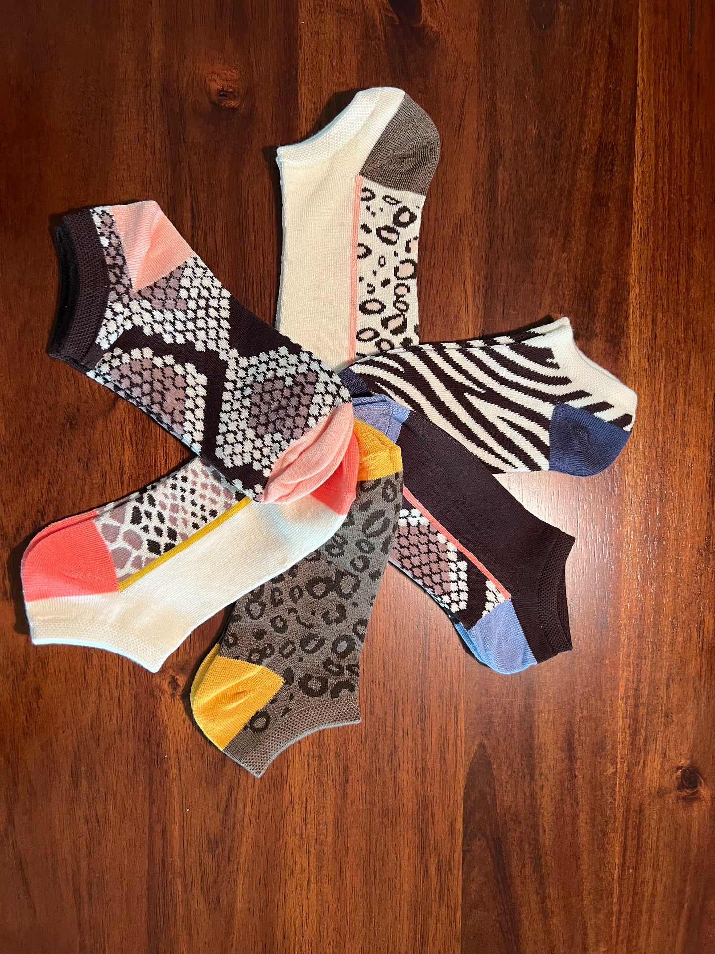 Sally Mac Ladies Animal Print 6PK No Shows